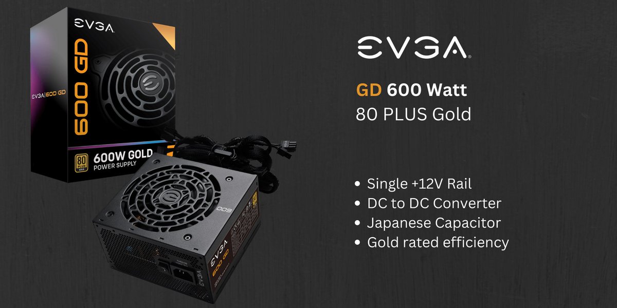 Looking for a new power supply unit but don't need max performance? The EVGA GD 600 is just what you need: 
bit.ly/3SWqz8M 
600 Watt - 80 PLUS Gold - high reliability - complete protection. 
Currently on sale at <a href="/ScanComputers/">Scan Computers</a> for £49.99