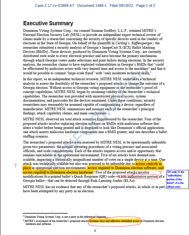 MarilynRMarks1's tweet photo. 4/ I've posted the Executive Summary which SOS filed with the Court, but I've marked it as "misinformation." https://t.co/mM7bRI6VSc