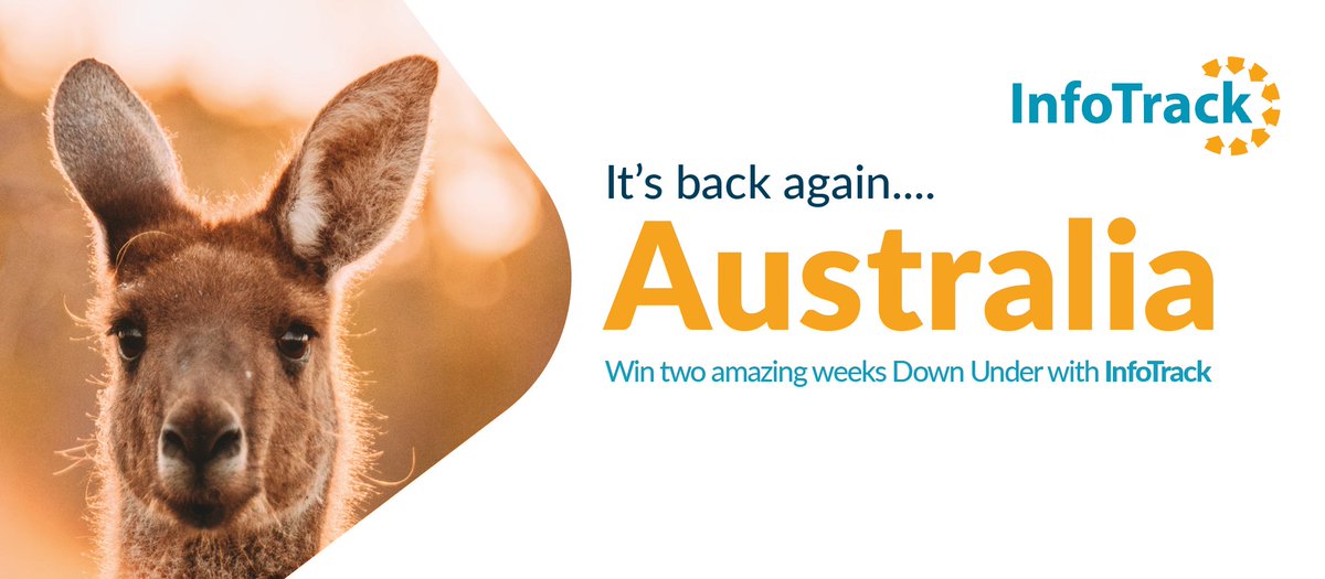 InfoTrack’s annual ‘Take me to Australia’ competition is back. Complete your daily legal tasks through InfoTrack from now until 15th January 2023 for an entry.

Find out more about how you can be in with a chance of winning: bit.ly/3Ewf3fM