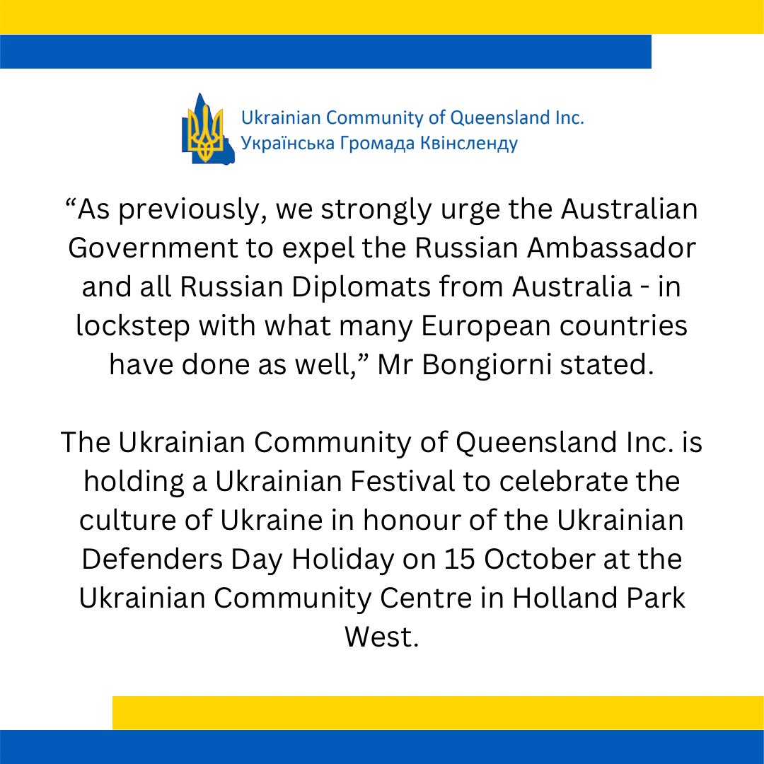 PeterBongiorni's tweet photo. @UkrQld MEDIA RELEASE: UKRAINIAN COMMUNITY OF QUEENSLAND CONDEMNS RUSSIA'S MISSILE STRIKES TARGETING CIVILIANS AND INFRASTRUCTURE IN UKRAINIAN CITIES

https://t.co/pT4kB9GZ04 https://t.co/xTAJdbI9A7