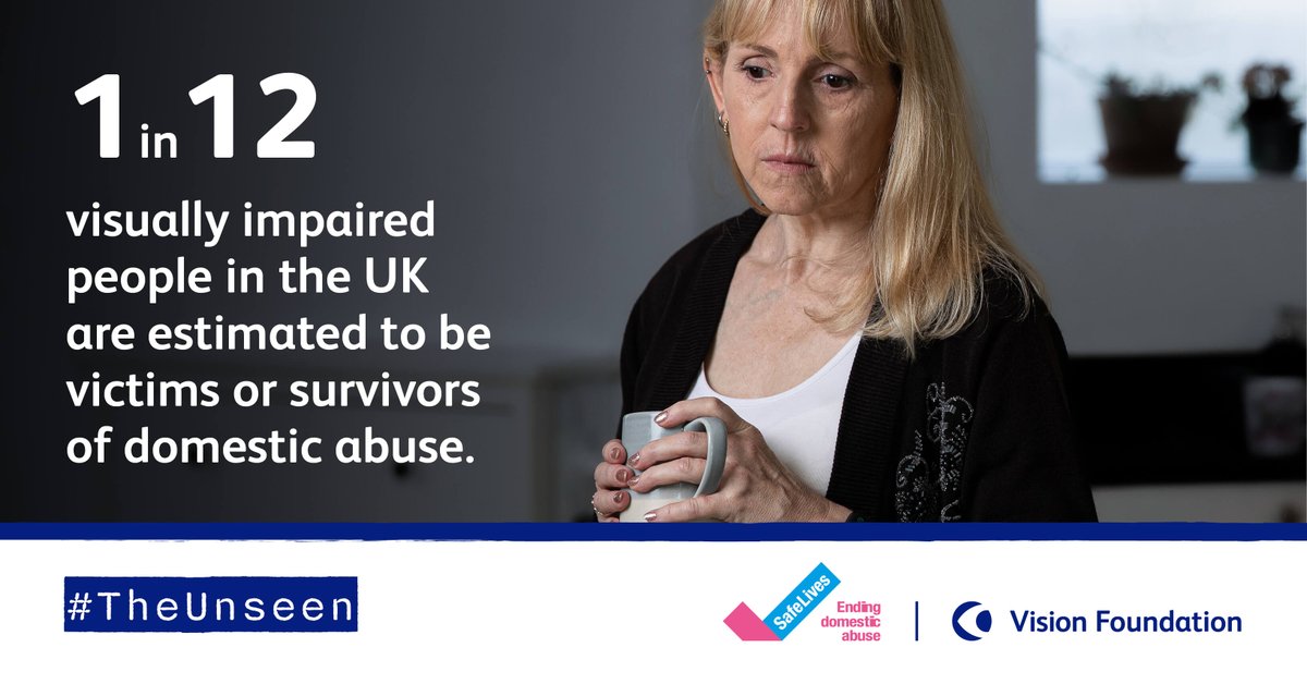 1 in 12 visually impaired people in the UK are estimated to be victims of #DomesticAbuse. We want to raise awareness of the prevalence of domestic abuse among this particularly vulnerable sector of the population. Join the conversation: #TheUnseen 

safelives.org.uk/research/the-u…