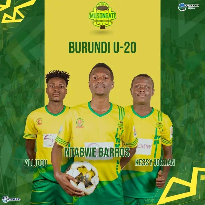 MusongatiFc's tweet photo. 🟢We say Congratulations to KESSY; ALLIDOU and BAROS who are called up to the Burundi U-20 national team for the CAN U-20 qualifiers.
#Musongati #WeAreGikundiro #EagleMineralWater #volcanoexpress #JENGAJENGA #Burundi #CANU20 https://t.co/tlEzXkaO7H