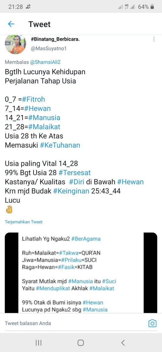 MasSuyatno1's tweet photo. @muhammadiyah Bgtlh Lucunya Kehidupan
Dzat=Tuhan=#Alloh
Ruh=Malaikat=#Rosul
Jiwa=Manusia=#Muhammad
Di Atas #Abadi
Di bawah Yg Lahir, Hidup,Mati #Fana
Raga=Hewan=#Nabi.
Islam sdh 14 abad Berlalu
Msh Tdk #Mengenal_Rosululloh
Pd Punya #Otak apa tdk Sih...
#Tragedi Otak2 #Terdidik
Lucu
👌 https://t.co/3OKNpQLWzU