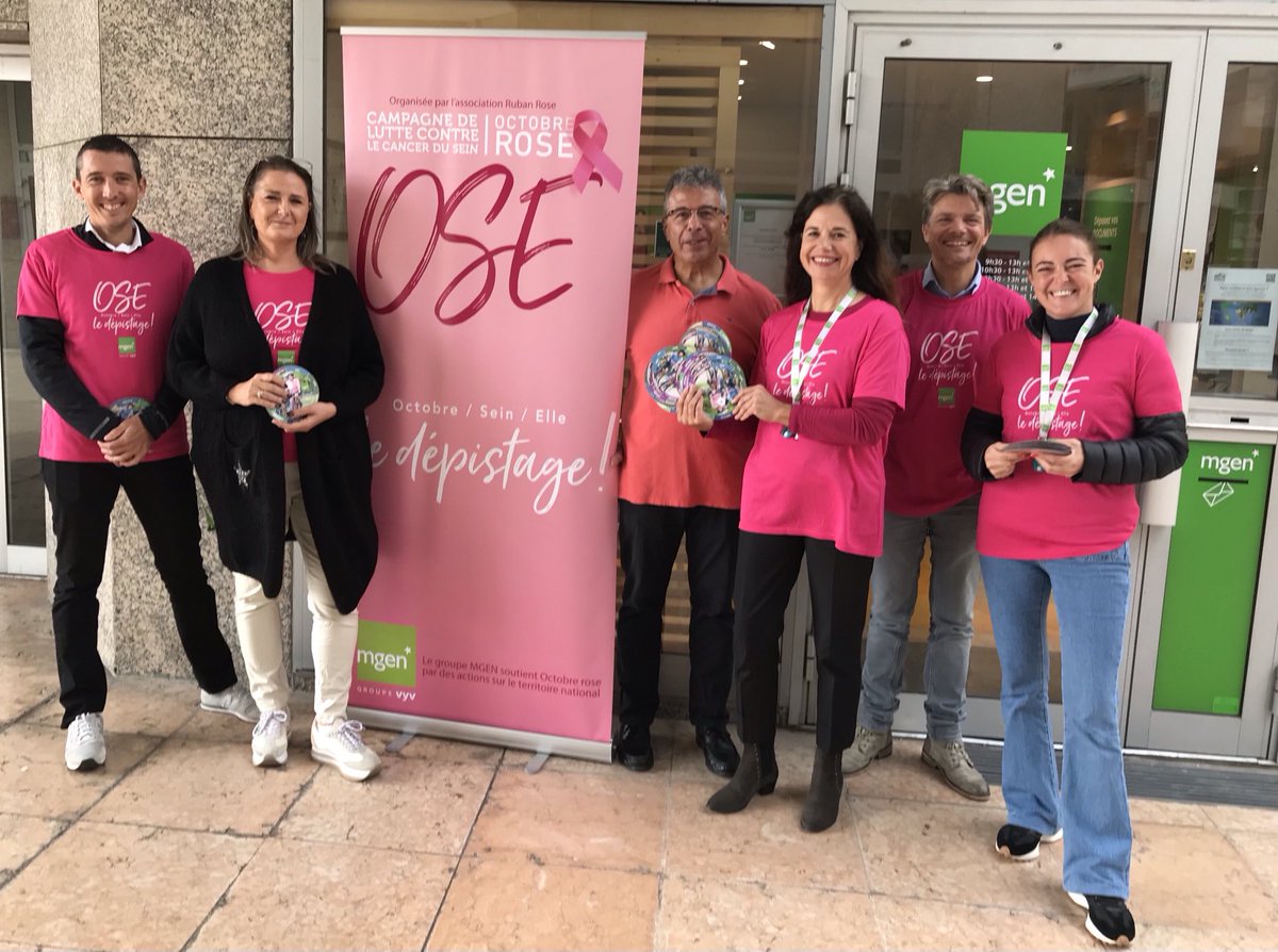 MGEN 06 mobilisée pour sensibiliser au dépistage du cancer du sein. Octobre Rose: Ose le dépistage 🥁!! ⁦@groupe_mgen⁩ ⁦<a href="/Groupe_VYV/">Groupe VYV</a>⁩ ⁦<a href="/LaMut_fr/">La Mut' - Mutualité Française PACA SSAM</a>⁩