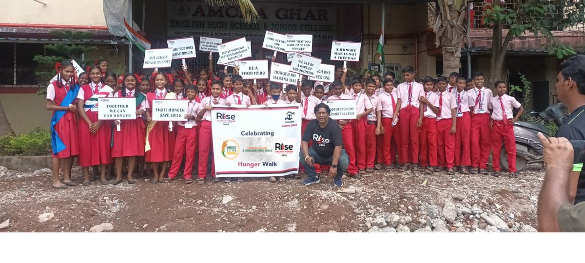 RiseIndia2030's tweet photo. Our #hungeractionmonth event was kickstarted in #Mumbai with Amcha Ghar where students and volunteers participated in drawing session, did a #hungerwalk #walkathon, did #mealpackaging #volunteering program and finally had an open-house session on #foodandnutrition. https://t.co/9KatlK5X4Z