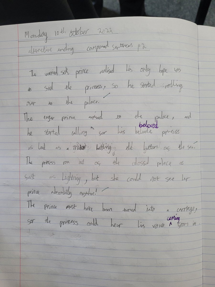 We are writing an alternative ending for the book 'The Frog Prince', we've had some great use of compound sentences and similes! #hha #hhaEnglish #hhay4 <a href="/hartsholmeacad/">Hartsholme Academy</a> <a href="/HarbourLearning/">Harbour Learning Trust</a>