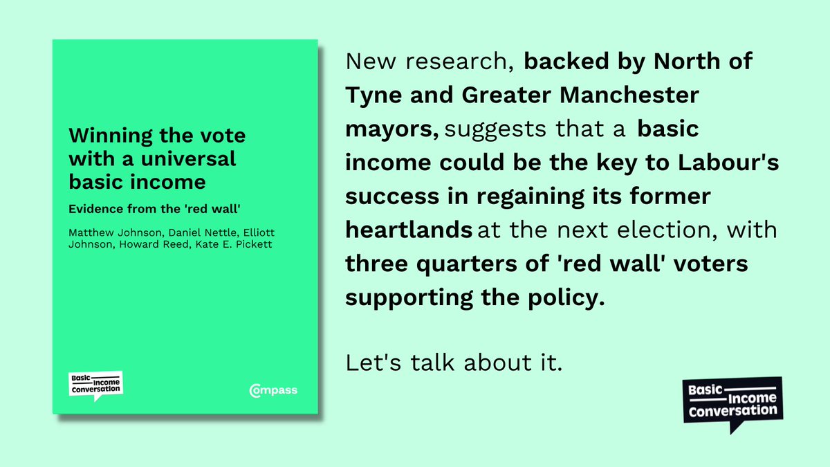💥 NEW REPORT: Basic income could be the key to Labour’s success in regaining its former heartlands at the next election, with three quarters of ‘red wall’ voters supporting the policy.

Backed by @MayorJD and <a href="/AndyBurnhamGM/">Andy Burnham</a>, the time for UBI has come.
👉bit.ly/3fYZQJK👈