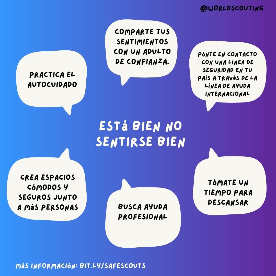 scoutsfee's tweet photo. ¡Está bien no sentirse bien! 💜
En el #DíaMundialDeLaSaludMental te traemos un kit de herramientas de salud mental para descubrir cómo trabajar este ámbito en tu grupo scout 🫶🏿
🔗https://t.co/wui5aokXI4
⚜️ #SaludMental #Scouts #SafeScouts #MentalHealthAwareness https://t.co/JWWPPDMCbs