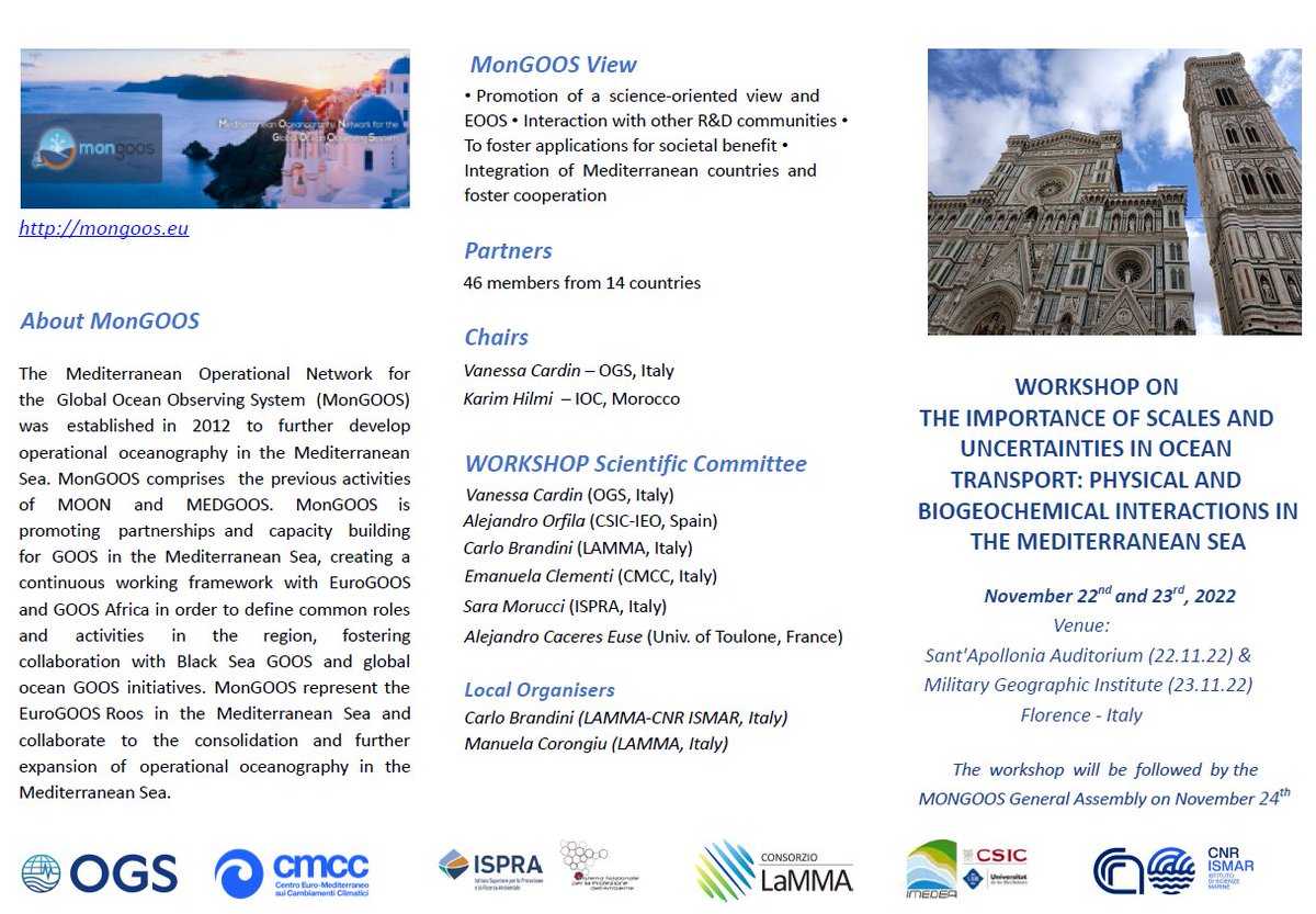 oa_medhub's tweet image. The annual #MonGOOS General Assembly &amp;amp; Workshop will be held on Nov. 22-24, on THE IMPORTANCE OF SCALES AND UNCERTAINTIES IN OCEAN TRANSPORT: PHYSICAL &amp;amp; BIOGEOCHEMICAL INTERACTIONS IN THE MEDITERRANEAN SEA.

Register and submit an abstract before 4.11.22 
forms.gle/8qzYYKzHsgqKaM…