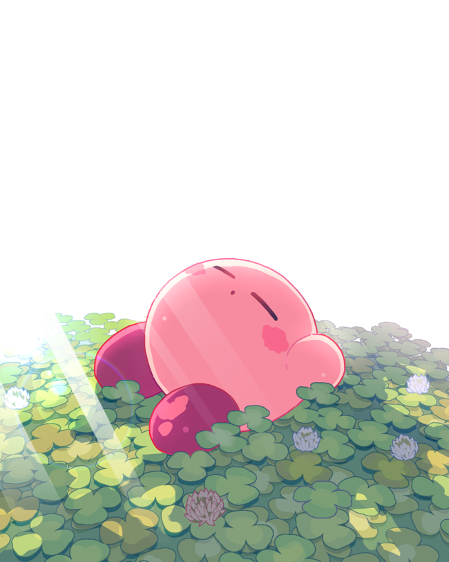 kirby closed eyes no humans sunlight flower sleeping light rays solo  illustration images