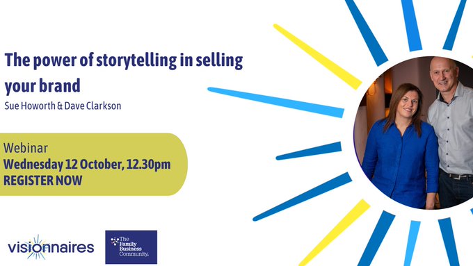 Discover the power of storytelling with  <a href="/sue_howorth/">Sue Howorth</a>
 and <a href="/Dave_Clarkson11/">Dave Clarkson</a> from <a href="/fambizcommunity/">The Family Business Community</a>. They understand the value of a person's story for #businessgrowth, having worked with generations of families in #business.

Register to join on Wednesday: visionnaires.ac.uk/visionnaires-t…