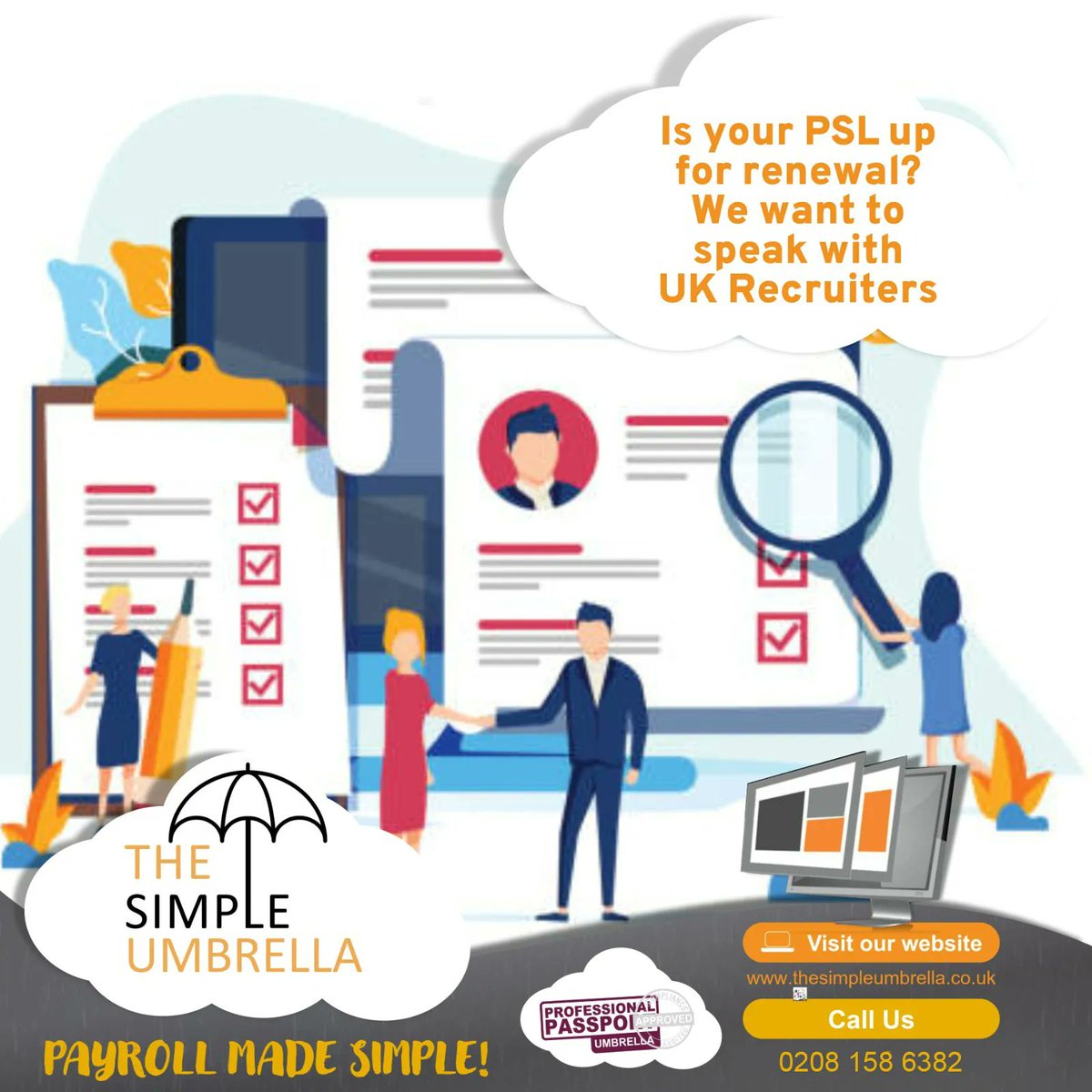 simple_umbrella's tweet photo. We work with a number of UK recruiters but also want more!!
If your PSL is up for renewal, we'd love to speak with you.
βοΈ 0208 049 6016
π§ hello@thesimpleumbrella.co.uk
#umbrellacompany #ir35 #contractors #payrollservices #payroll #recruitment #paye #contractorpayroll https://t.co/v4ccbXVaCf