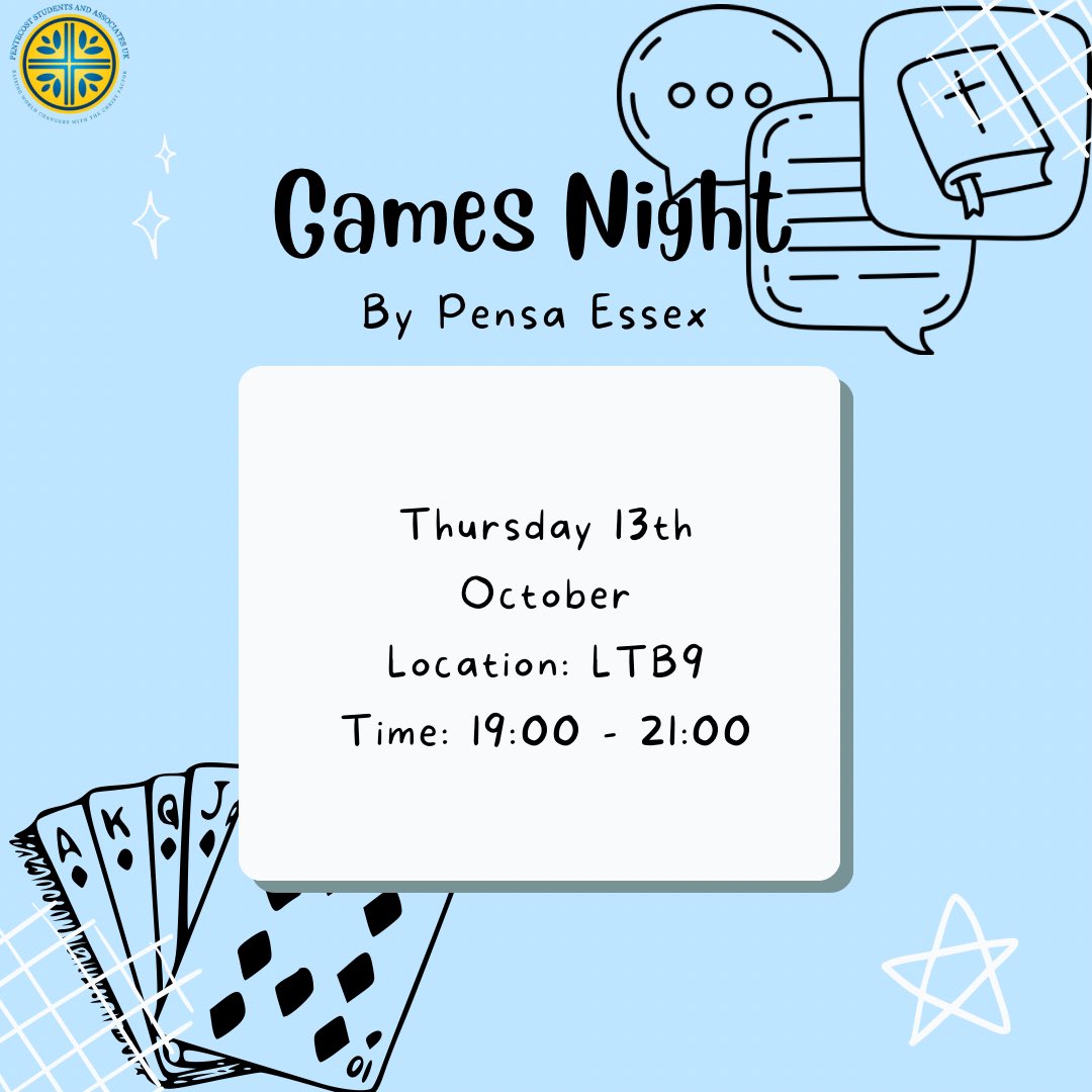 Hey guys, join us this Thursday in LTB9 from 7PM for our games night. 
Looking forward to seeing you all, God bless 🙏🏾❤️