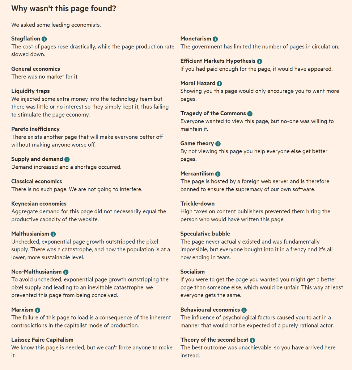 La pagina di errore 404 del <a href="/FinancialTimes/">Financial Times</a> è meravigliosa