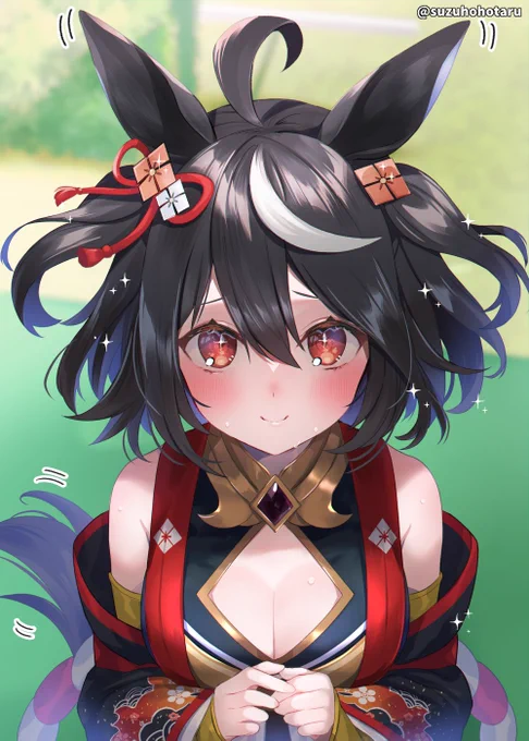 #このタグをみた人はド正面イラストを貼る
 #ウマ娘
撫でられ待ちキタちゃん。 