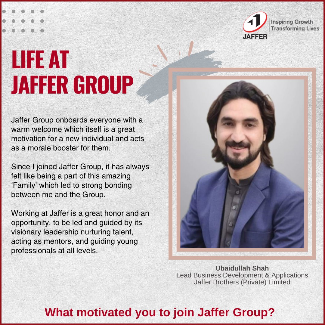 JafferGroup's tweet photo. Presenting our Jaffer Group Family members' views about choosing Jaffer as their employer.

#lifeatjaffergroup #onevoice #togetherness #inspiringgrowth #transforminglives #Jaffergroup https://t.co/Wi1tTyd5gL