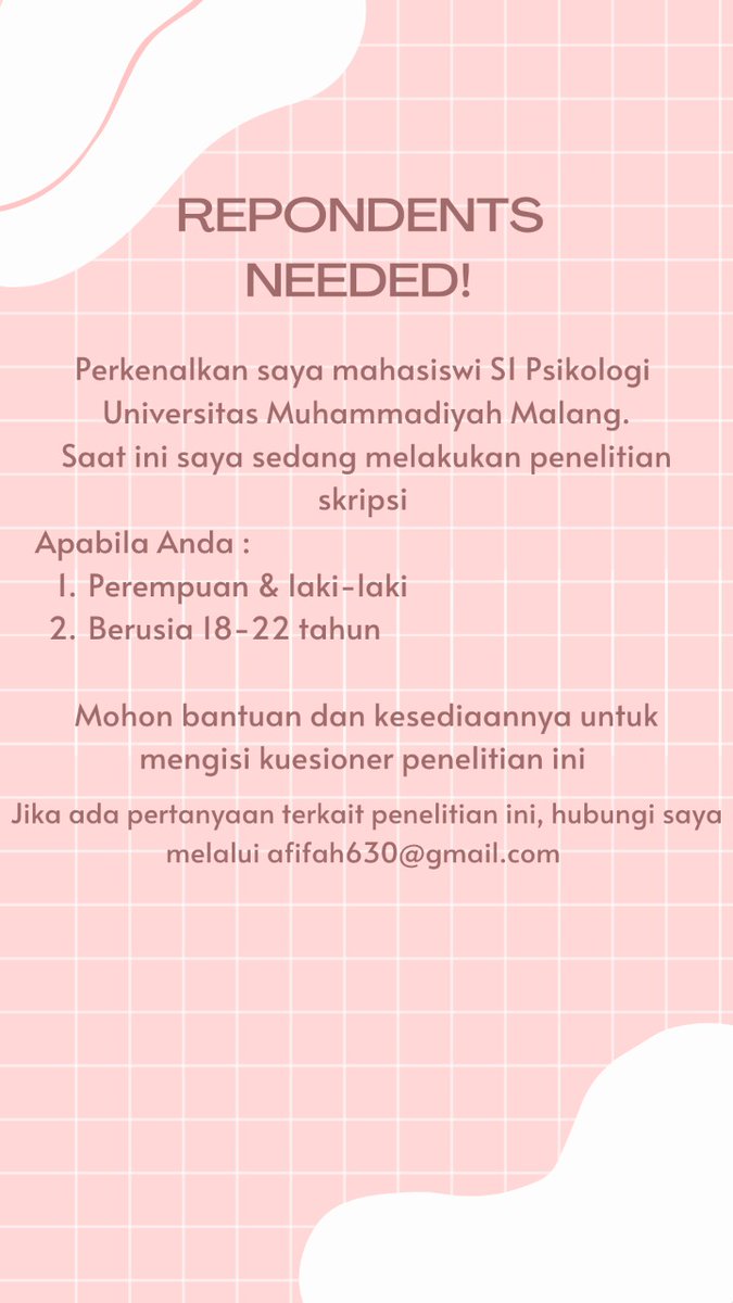 [gkb] rek yang sesuai kriteria tolong bantuannya yaa, link aku drop dibawah

Terimakasiii banyaaak! Semoga kuliah nya lancar🐥