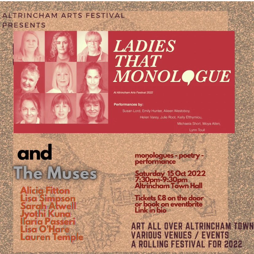 AltyArtsCltv's tweet photo. We are prepping -rehearsing & learning โค๏ธ
We bring u the lovely ladies!
This Saturday night
7:30pm-9:30pm
Altrincham Town Hall
A room awash with words
Donโt miss this special all female ensemble for #altrinchamartsfestival #artintervention #theatre #poetry #stories https://t.co/DalVsbtuL5