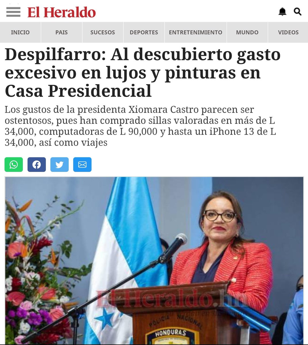 UltimaHoraHn's tweet photo. Investigación de @diarioelheraldo destapa escandaloso despilfarro de dinero en Casa Presidencial en medio de crisis por inundaciones y a solo unas semanas que @manuelzr le dijera a líderes lencas "NO HAY DINERO... NO ENTENDÉS?" cuando pedían reparación de sus caminos de tierra. https://t.co/MkElU25gOG