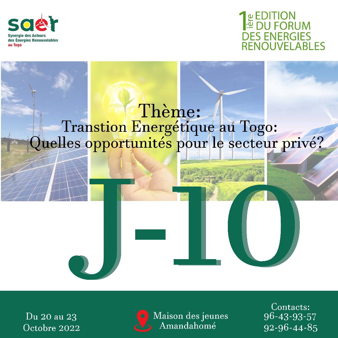 saertogo's tweet photo. J- 10  La première Edition du Forum des Énergies Renouvelables ne vous faites pas raconter l'événement venez massivement pour tout savoir les Energies Renouvelables

#energiesrenouvelables #justiceclimatique
#COP27 https://t.co/j6P2F0WKe2