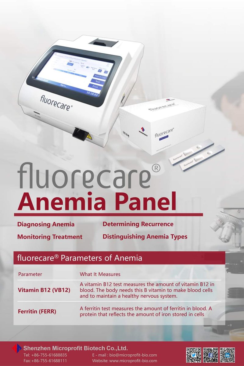 orbitonbiomed's tweet photo. #fluorecare® Anemia Panel
- fluorecare® FIA Quantitative POCT Platform
- Immunochromatographic Assay
#Microprofit #POCT #FIA #IVD #Immunochromatographic #Quantitative #Anemia #VitaminB12 #Vitamin #VB12 #Ferritin https://t.co/MDA2XQ0GgS