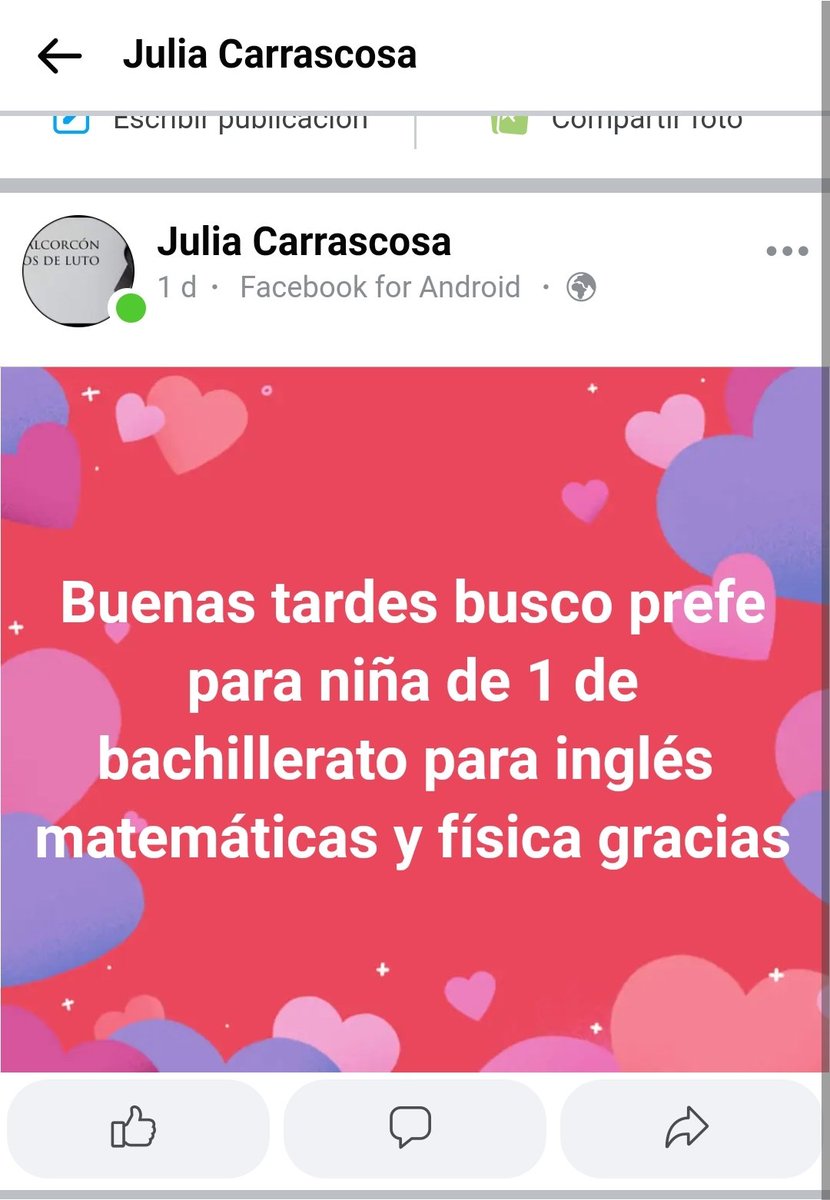 #Alcorcón zona #Retamas
Si sabéis de alguien que  de #ClasesParticulares de
#Fisica #Quimica #inglés
Por favor decídmelo para poneros en contacto.

<a href="/Hardcorcon/">Hardcorcón</a>
<a href="/RetamasRibota/">Barrios de Las Retamas y La Ribota (Alcorcón)</a> 
<a href="/Ensanche_Sur_/">Barrio del Ensanche Sur (Alcorcón)</a> 
<a href="/VecinosAlcorcon/">Vecinos de Alcorcón</a> 
<a href="/vecinosdealcor1/">Vecinos De Alcorcón</a> 

Gracias