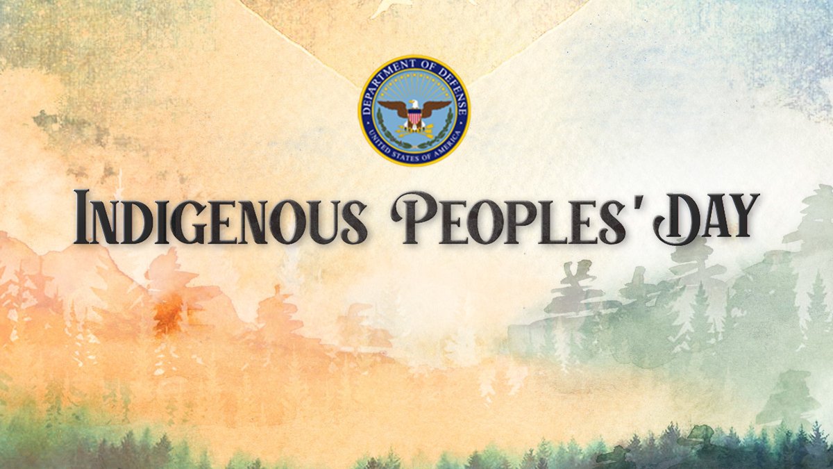 DeptofWar's tweet photo. Native Americans have proudly worn our nation’s uniform in every one of our conflicts. Today, we honor that legacy and celebrate the cultures, contributions and resilience of our Native peoples. #IndigenousPeoplesDay https://t.co/zedZFd9aze