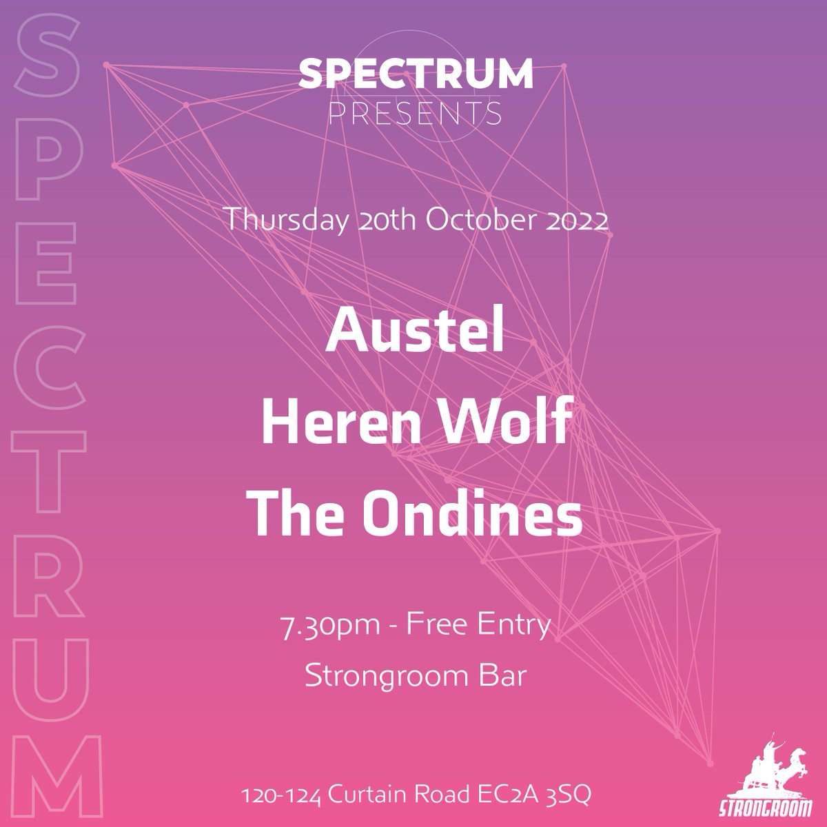SpectrumGigs (@spectrumgigs) on Twitter photo Austel (@austelmusic) will be playing with <a href="/herenwolf/">Heren Wolf</a> and The Ondines at @strongroombar on Thursday 20th October. Doors at 7:30, music from 8:15, free entry! pos.li/2m98x1 Austel (@austelmusic) will be playing with <a href="/herenwolf/">Heren Wolf</a> and The Ondines at @strongroombar on Thursday 20th October. Doors at 7:30, music from 8:15, free entry! pos.li/2m98x1