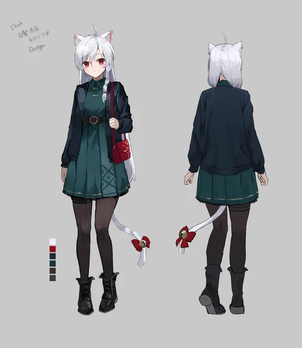 白髪赤目ネコミミ少女ちゃんデザイン!  