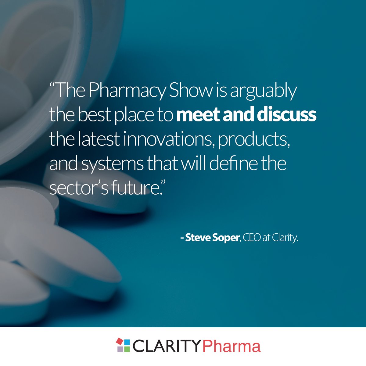 ClarityPharma's tweet photo. Did you know Clarity Pharma is attending the Pharmacy Show at the NEC, Birmingham, this month? It's a huge event for healthcare professionals &amp; experts alike! So join us on October 16-17, stand M58, to see how we can support your business.

Read here - https://t.co/QdC2DORAOk https://t.co/kP2wu602Xc