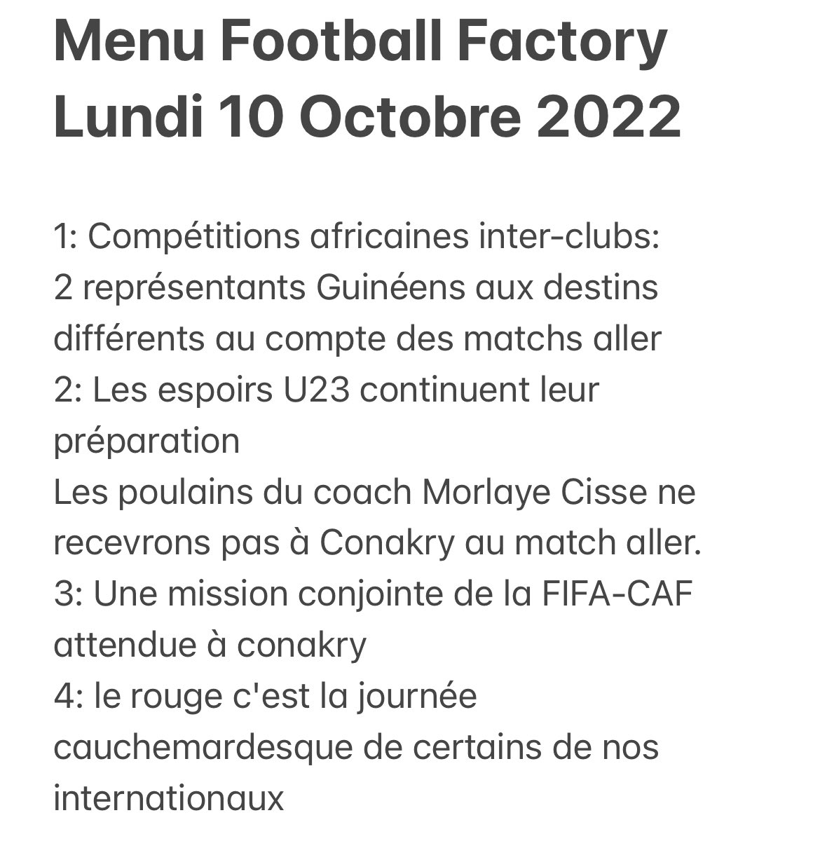 footfactorygn's tweet photo. Le Menu alléchant de Football Factory.
Rendez-vous à 12H 10 sur @espacefm_gn
➡️ #FF224 pour réagir en direct https://t.co/HIDStZLmzd