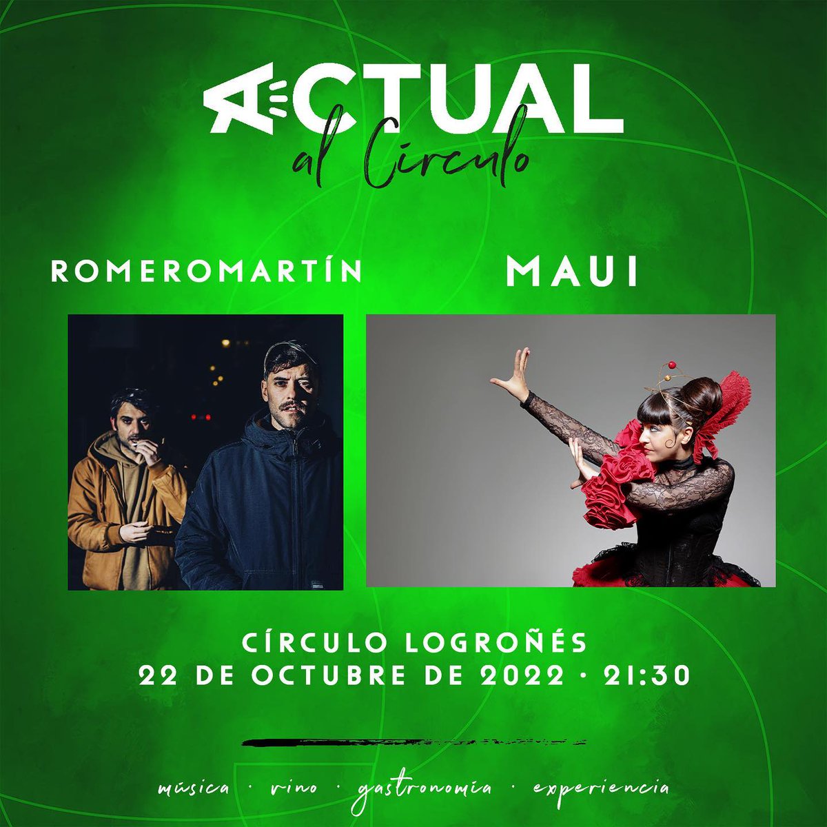 Impar_Eventos's tweet photo. 🅰️⭕ ACTUAL AL CÍRCULO
Porque la música en directo gana en las distancias cortas.
Más arte junto en una sala, imposible. Al cante tradicional y los sonidos electrónicos de @_RomeroMartin le seguirá el flamenco fusión de @MauideUtrera. Toda una delicia.

🎟️ https://t.co/oFTlWbCxCT https://t.co/su11iMl9xq