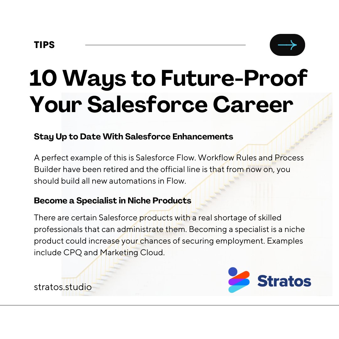 StratosStudio's tweet photo. Here are 10 ways to future-proof your Salesforce career and stand out from the crowd during the global skills shortage.
https://t.co/Qs4iVpt0uM
#SlaywithStratos #salesforce #career #future #stratosstudios #salesforceconsultants #Salesforce #CRMtool #CRM #salesforcetalent https://t.co/Zg4Hc9ZV0M