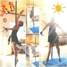 TrainerThee's tweet photo. 80 seconds to go to complete my #PoleRoutine. I still need to squeeze in #feather, a strong #caterpillar &amp; 1 more #SpectacularPoleTrick without losing the #flow &amp; sexiness of this #dance. If you #poleDance, suggestions are welcome!!! 🙃🧚‍♀️ #LifeIsBetterUpsideDown #BurningDesire https://t.co/DEBF2Udnn2