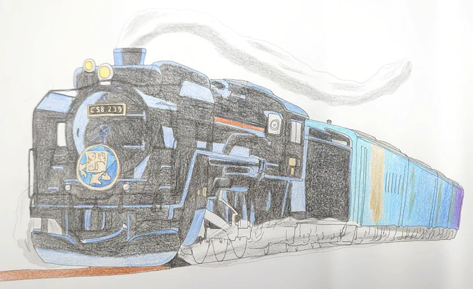 #鉄道の日 #鉄道好きな人と繋がりたい #鉄道開業150周年プロジェクト #イラスト 機関車が引っ張る列車はカッコ良いよね… 