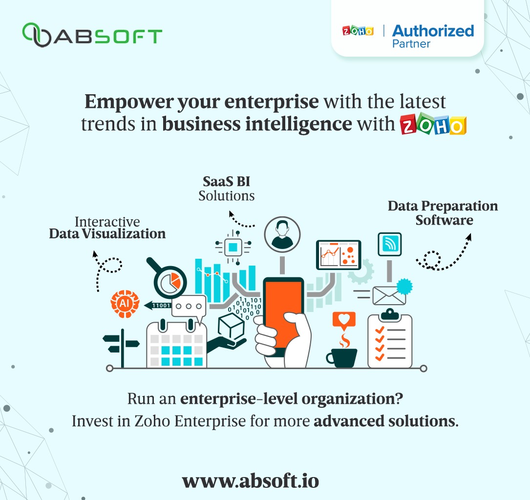 Absoft_IT's tweet image. The latest innovations in Business Intelligence technology provide entrepreneurs with greater insights, accuracy, and analytical abilities to empower their data-backed strategies.

#absoft #absoftsolutions #zoho #zohocliq #saas #datavisualization #software #zoho #digitalmarketing