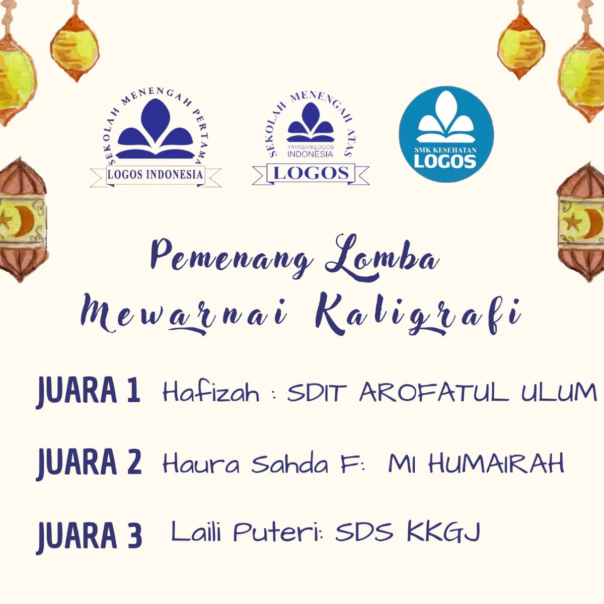 Smk_logos's tweet photo. Congratulation for the winner on Celebrating Maulid Nabi!!
You've done your best!! 
#smkkesehatanlogos
#smalogos
#smplogosindonesia
#yayasanlogosindonesia
#maulidnabi
#pemenanglomba https://t.co/SXk5fruAIl