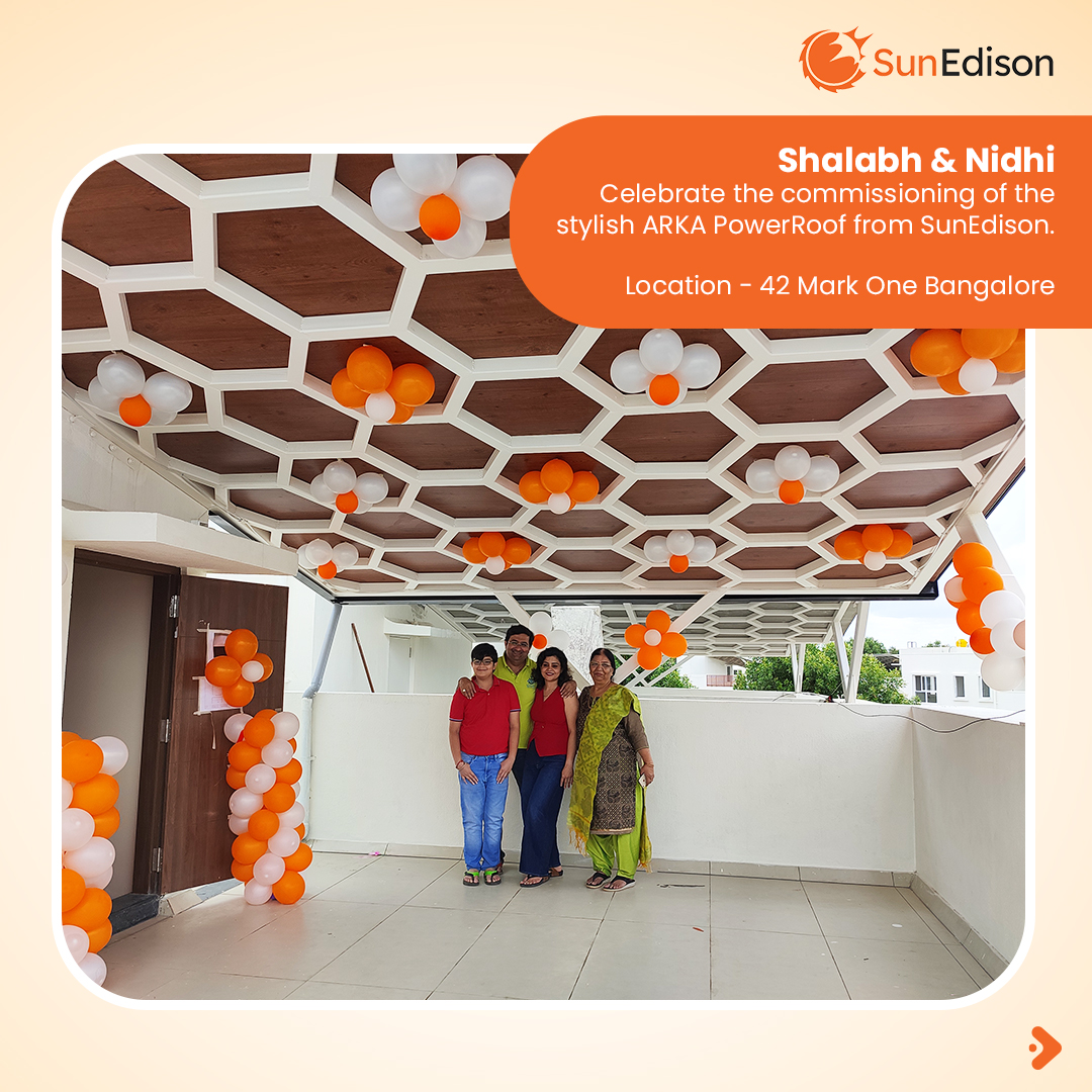 FeniceEnergy's tweet photo. Commissioning of the 42 Mark One ARKA PowerRoof in Bangalore. The aesthetic and stylish ARKA PowerRoof from SunEdison expands their living space and creates a magical family moments for years to come.
#solarpower #ARKA #sunedison #solar #renewable #sustainable #stylish #savings https://t.co/XlmcZohHTU