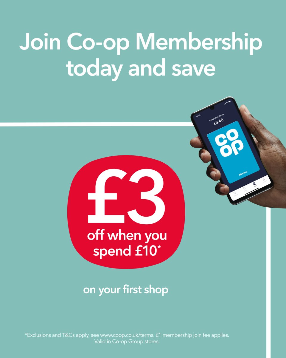Did you know that new @coopuk Members get £3 off when they spend £10? Join us now 💙 coop.uk/2mSiXct #ItsWhatWeDo