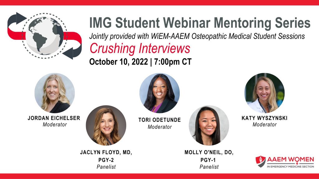 I’m very excited to moderate this session because I have a few questions of my own 😅. Calling all #EMBound students to come out tonight and hear some great interview tips from our #DO and #IMG panelists! #Match2023 <a href="/AAEMRSA/">AAEM/RSA</a> 
Register here: bit.ly/3SvwwIOqq
