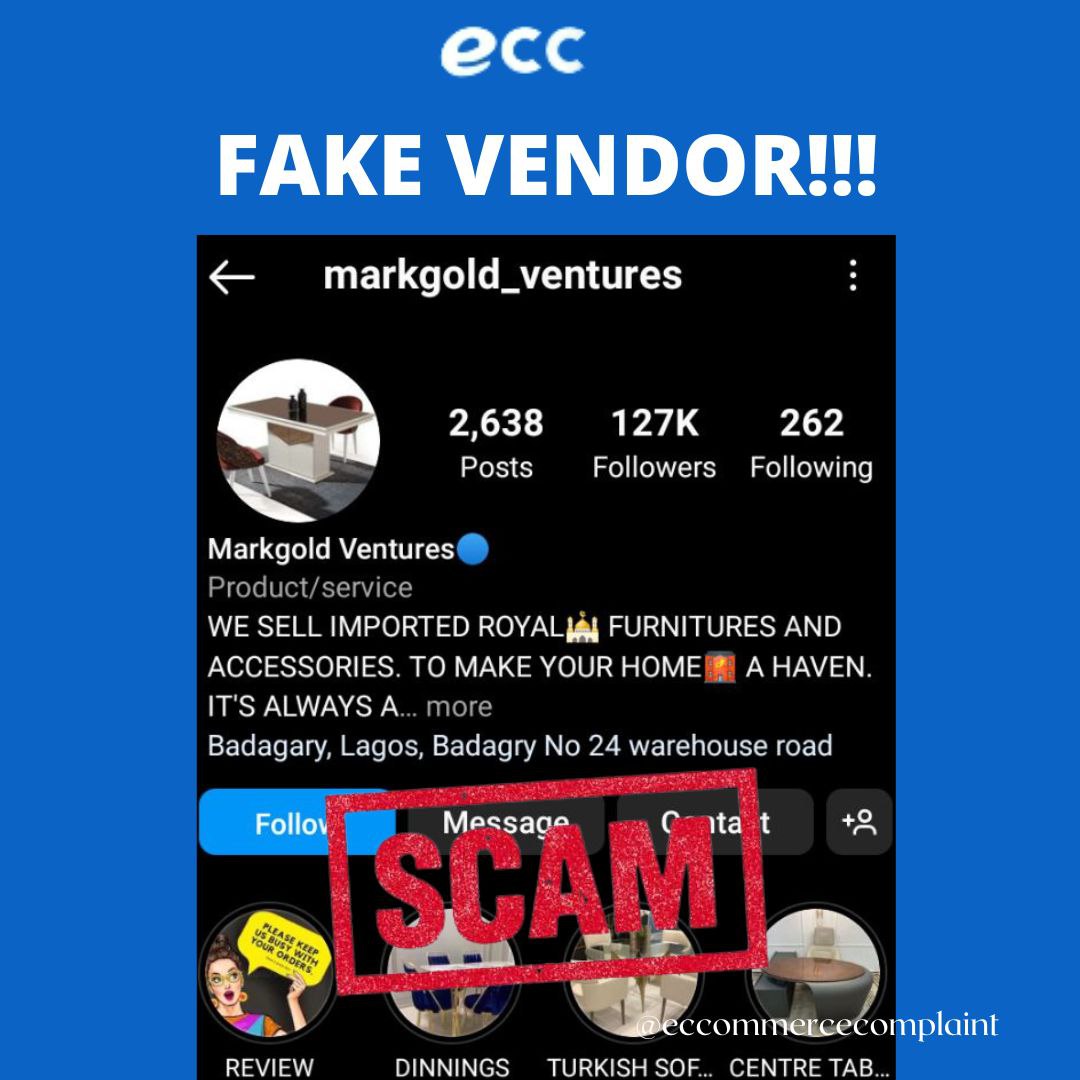 eccnigeria's tweet photo. It has come to our attention the new "format" being used by scammers particularly on Instagram. Be wary of businesses that sell Electronics, Farm produce, Mannequins etc that have badagry as their address on their bio. #preventscam https://t.co/4SDZMVkbFa