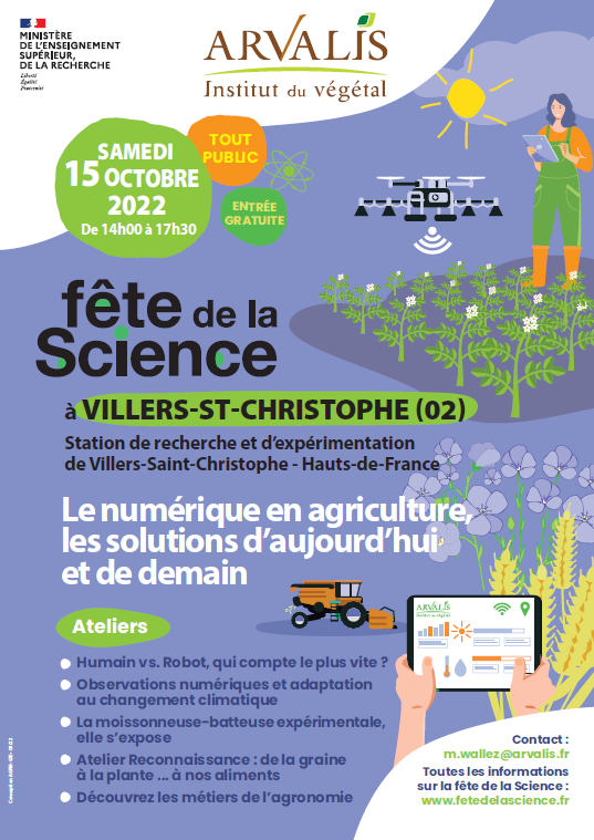Du 7 au 17 octobre, c’est la #FêtedelaScience partout en 🇫🇷.
Pour l’occasion, @Arvalisoffociel, l’institut de #recherche de référence sur les #céréales, ouvre les portes de 4 de ses sites expérimentaux de #recherche. 

Programme des prochaines animations ci-dessous⬇️