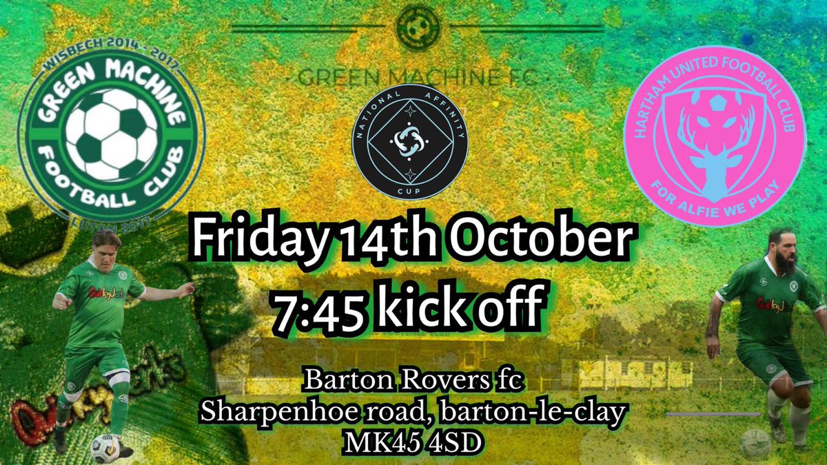 GreenMachineFo1's tweet photo. This friday night under the lights at @bartonroversfc come down and show your support for charity football in the first round of the the @NAffinityCup 💚 https://t.co/eB4iDMPXrJ