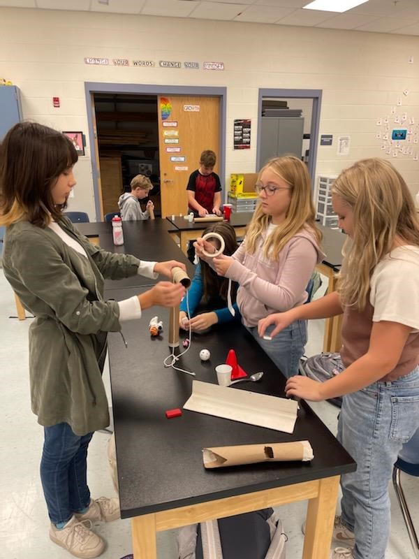 Calvert Middle's 6th grade Gateway to Technology classes build and test Rube Goldberg Machines.
