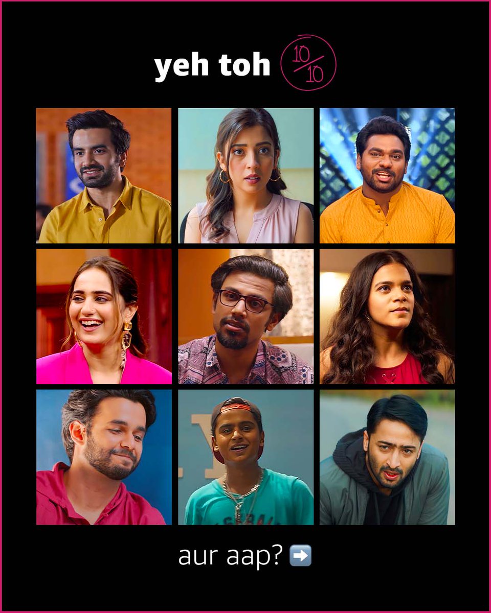 amazonMXPlayer's tweet photo. drop a ❤️ if you agree with our 10/10 list 

@AyushMehra007 @BarkhaSingh0308 @Zakirism @KushaKapila @AngryMariobird #SrishtiSrivastava @ritvik_sahore #NamanJain @Shaheer_S 

#TenOn10 #AmazonminiTV #PFA #FarziMushaira #CTBH #HumDoTeenChaar #IshqExpress #YatriKripyaDhyan #Crushed https://t.co/hTVamBxs8B