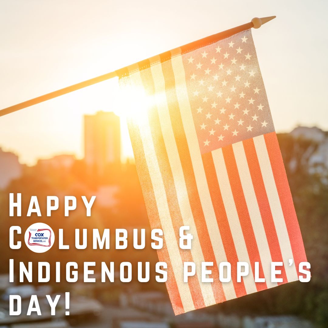 coxtransport's tweet image. Honoring Columbus &amp;amp; Indigenous People's Day and our great nation today! 🇺🇸 #happycolumbusday #indigenouspeoplesday #ourgreatnation #godblessamerica #truckingforamerica #coxtransportation