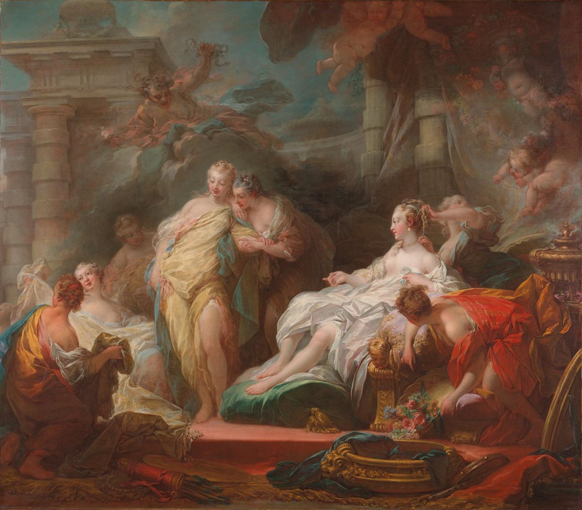 #ClassicsTober Day 10: 'Psyche'. Passing over the obvious, Canova's Cupid and Psyche, here is Jean-Honoré Fragonard's Psyche Showing Her Sisters Her Gifts from Cupid.