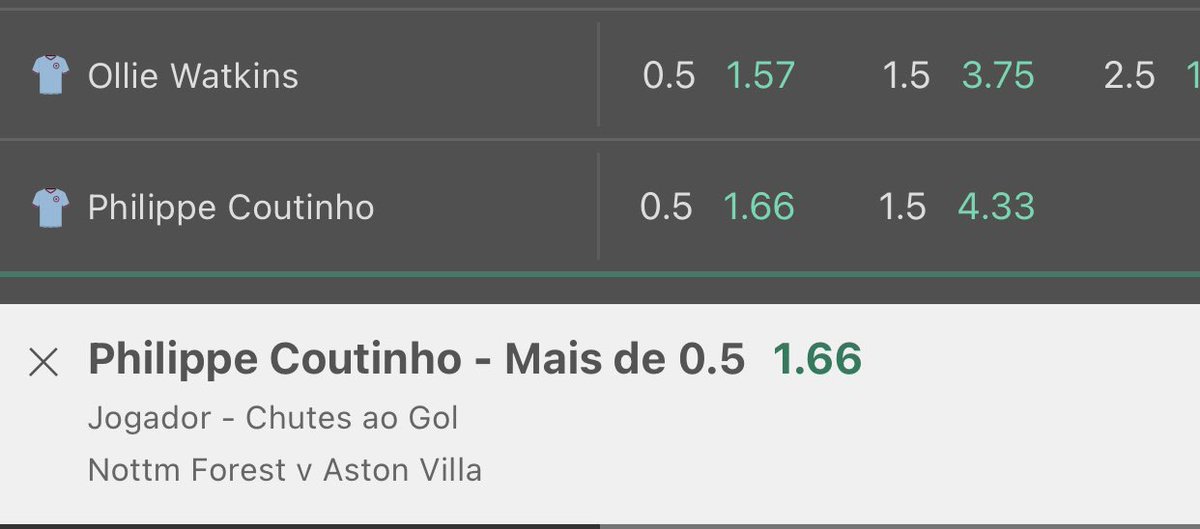 samuelfelippeof's tweet photo. @cabreloatips Eu achei interessante esse over 0.5 do Philippe Coutinho. https://t.co/C6GxoglJSA