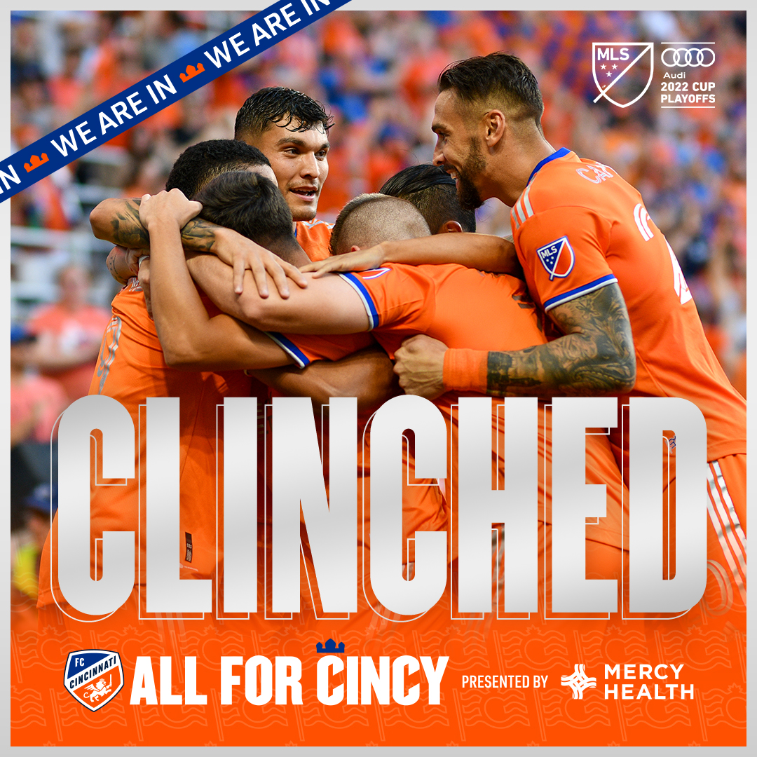 We're playoff bound! <a href="/fccincinnati/">FC Cincinnati</a> CLINCHED! ⚽

#AllForCincy #visitcincy #visitnky 

fccincinnati.com/playoffs22
