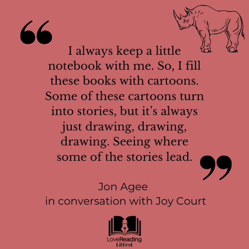 LoveReadingLitFest (@lrlitfest) on Twitter photo Jon Agee has written many acclaimed books for children, which between them have won a <a href="/nytimes/">The New York Times</a> Ten Best Illustrated Books, and much more!
So, we were thrilled when Jon agreed to chat with @joyecourt about his new book My Rhinoceros <a href="/scallywagpress/">Scallywag Press</a> 🦏
lovereadinglitfest.com/category/young… Jon Agee has written many acclaimed books for children, which between them have won a <a href="/nytimes/">The New York Times</a> Ten Best Illustrated Books, and much more!
So, we were thrilled when Jon agreed to chat with @joyecourt about his new book My Rhinoceros <a href="/scallywagpress/">Scallywag Press</a> 🦏
lovereadinglitfest.com/category/young…